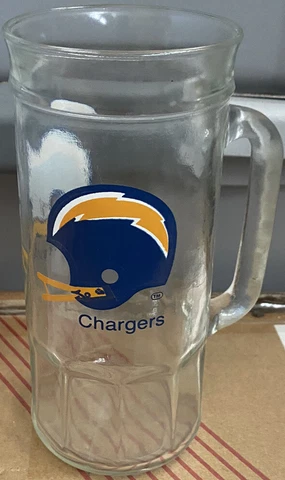 Vintage San Diego Charger Helmet Fisher Peanut NFL Football Glass Beer Stein Cup Cover