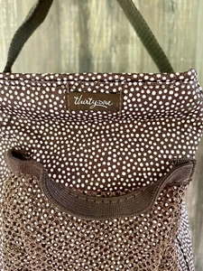 THIRTY-ONE POLKA DOT BROWN CARRY ALL CADDY TOTE 6" X 6" W/ FRONT POCKET: - Picture 1 of 7