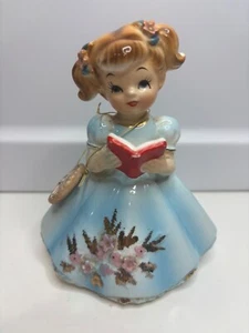 Vintage Marikas Original von Lefton Mädchen mit Buch im blauen Kleid RAR! Pls Lesen! - Bild 1 von 8