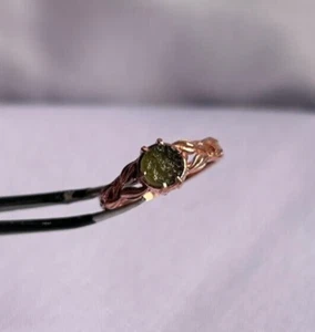 Anello Moldavite Naturale Argento Sterling 925 Fatto a Mano Gioielli Donna Misura da 4 a 11 - Foto 1 di 4