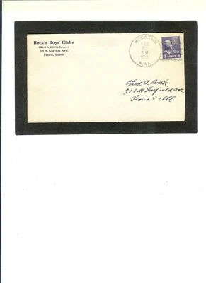 US ENTIRE Return Add. "Bock's Boys' Clubs, Peoria, IL" pmk 2-21-1952 Mountain,WV - Image 1 of 2