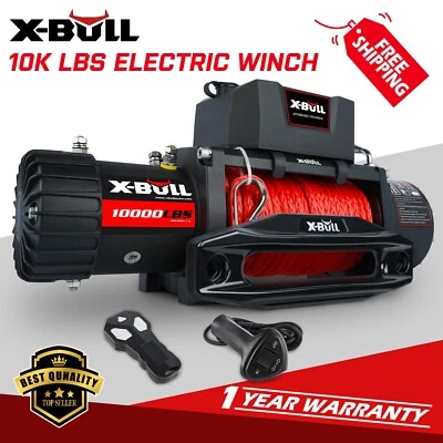X-BULL Electric Winch 10K lbs Synthetic Rope 12V Towing  Truck Car Off Road New Foto 1 de 4