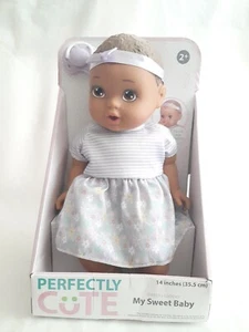 Perfectly Cute Basic Baby Girl 14" Baby Doll - Brunette and brown eyes - Picture 1 of 6