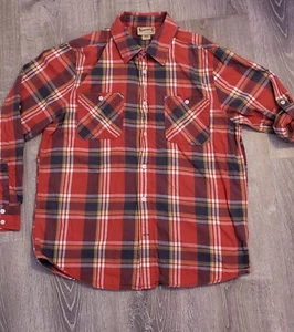 Roebuck Co. Womens L Plaid Button Up Red Plaid Shirt Button Up Long Sleeve - Picture 1 of 9