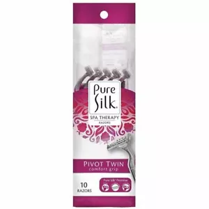 Pure Silk Pivot Twin Premium Disposable Razor Spa Therapy Comfort 10 Count 12 PK - Picture 1 of 3