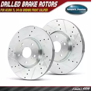 2x Front Side Drilled Brake Rotors for Acura TL 2004-2008 V6 3.2L Sedan 310 mm - Picture 1 of 8