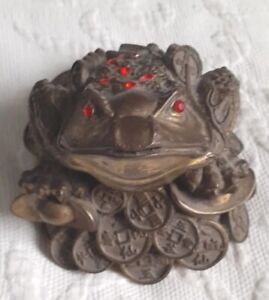 Large Vintage Brass Chinese Animal Wish Frog Statue Collectible 
