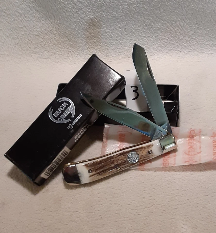 CUCHILLO PLEGABLE BUCK CREEK STAG MANGOS HECHO A MANO ALEMANIA 3 Foto 1 de 4