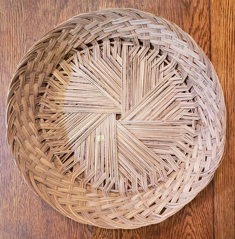 Round Woven Basket Fruit Bread Large Country Cottage Farmhouse Country Cover