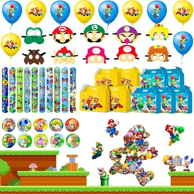 INBOXXARTY Super Mario Party Favors,100pcs Mario Bros Party Favors,Mario Themed Party Favor