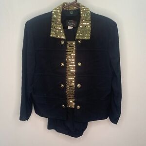 Michael Jackson Style Metallic Gold Black Jacket & Pant 16P David rose Night 