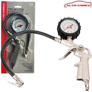 Auto Choice Air Line Tyre Inflator 0-220psi Pressure Gauge & 1/4" NPT Connector - Picture 1 of 14