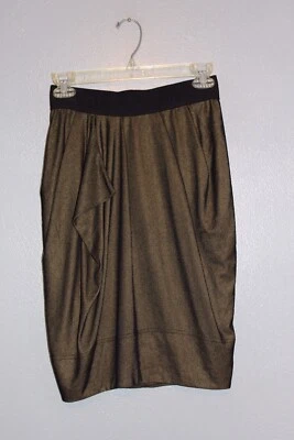 Marc by Marc Jacobs Metallic Gold Draped Skirt Small Banded Logo Waist - Image 1 of 4