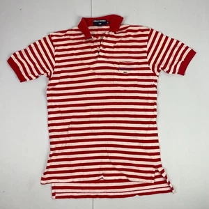Ralph Lauren Polo Shirt Medium Red Mens Short Sleeve Cotton Sport Stripey - Picture 1 of 18