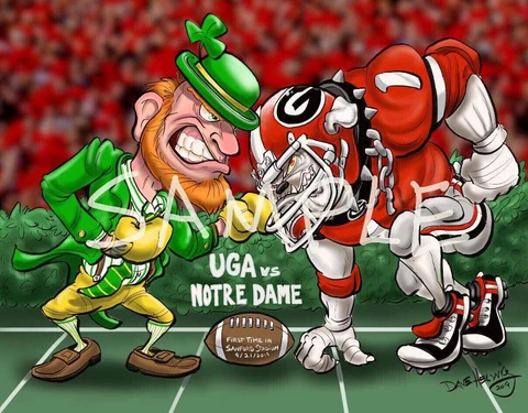 2019 Georgia Bulldogs v. Notre Dame Artwork LOT Of 2 “Ringing In The Irish” UGA Cover