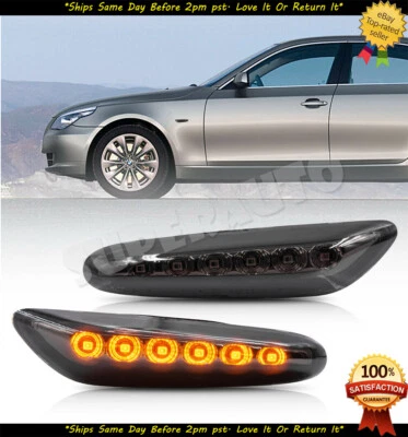 2pcs Smoke Len LED Side Marker Lights Fit BMW 46 E60 E61 E82 E83 E84 E88 E90 E92 - Image 1 of 4