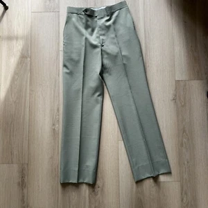 Retro Vintage 70s Mens Pants Green Brown Plaid Disco Checkered Zipper Handmade - Picture 1 of 15