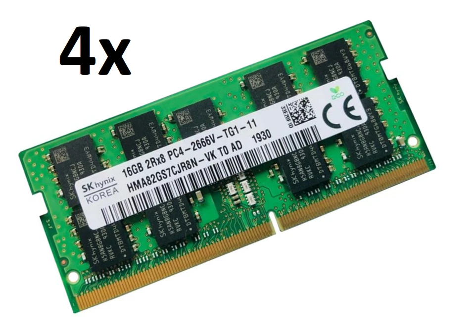 4x 16GB 64GB DDR4 2666Mhz RAM ECC SO DIMM f. Dell Precision 7540 - 15 Intel Xeon - Bild 1 von 1