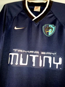 MLS Nike Men’s Tampa Bay Mutiny Soccer Jersey Sz M Dark Blue 1990’S Vintage - Picture 1 of 12