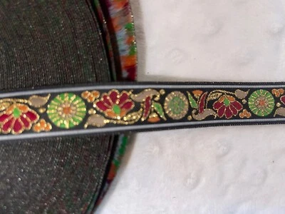 4码黑色金属金红色橄榄编织秋收修剪丝带3/4宽 — 第 1/3 张图片