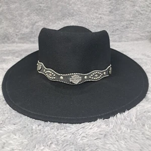 Vintage Harley Davidson Cowboy Hat Mens Small Black Wool Felt Western Crushable - Picture 1 of 11