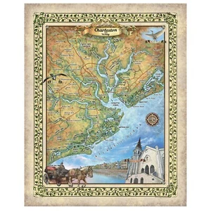 Charleston Historic Map Reproduction Artwork Wall Art Print Vintage - Picture 1 of 7
