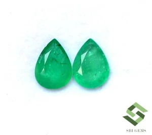 8x6 mm Certified Natural Emerald Pear Cut Pair 1.61 Cts Untreated Loose Gemstone - Picture 1 of 7
