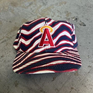Vintage Twins California Anaheim Angels Tiger Strip Swirl Snapback Hat MLB RARE - Picture 1 of 4
