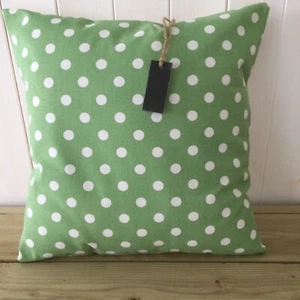 CUSHION COVER SPOTS SPOTTY POLKA DOT EUCALYPTUS FERN GREEN EASTER SPRING - Picture 1 of 7