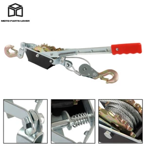 Come Along 2 Ton Winch Ratchet Dual Gear Power Puller w/2 Hooks Steel Cable - Picture 1 of 23