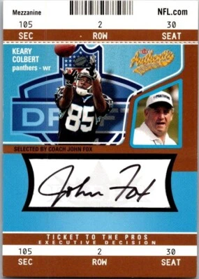 2004 Fleer Authentix JOHN FOX Coach AUTO Panthers w/Keary Colbert GOLD /50 - Image 1 of 2