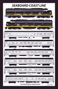 Seaboard Coast Line Silver Meteor 12"x18" stampa opaca firmata Andy Fletcher - Foto 1 di 1