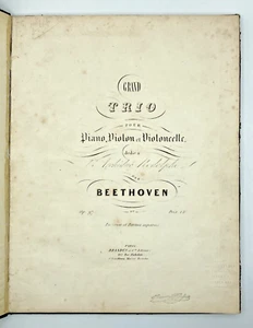 GRAND TRIO PIANO VIOLON VIOLONCELLE Tr. Arciduca Beethoven Spartito Brandus 1851 - Imagen 1 de 6