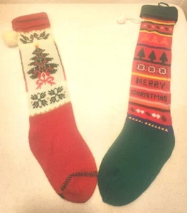 Vintage 24" Knit Christmas Stockings - Picture 1 of 4