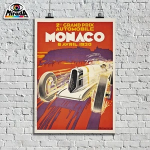Carteles Cartel Vintage Monaco Grand Prix 5 Avril 1930 Automóvil Top Quality - Imagen 1 de 2
