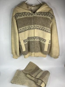 Vintage Hilda Ltd Cardigan Fair Isle Wool Button Iceland Sweater L W Scarf WEAR - Picture 1 of 7