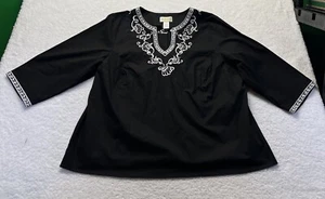 VTG Victor Costa Occasions Embroidered Floral V Neck Pullover Tunic Womens 2XL - Picture 1 of 4
