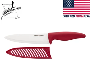 Farberware 6" Ceramic Chef Knife Chef's 24E988 Red Handle Dishwasher Safe - Picture 1 of 10