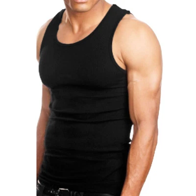 Lot 3-12 Mens 100% Cotton Tank Tops Wife A-Shirt Beater Undershirt Ribbed Muscle - Image 1 of 4