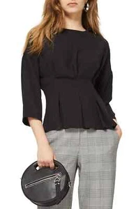 Blusa Topshop Negra Cintura Abierta Espalda Manga 3/4 Talla 10  - Imagen 1 de 13