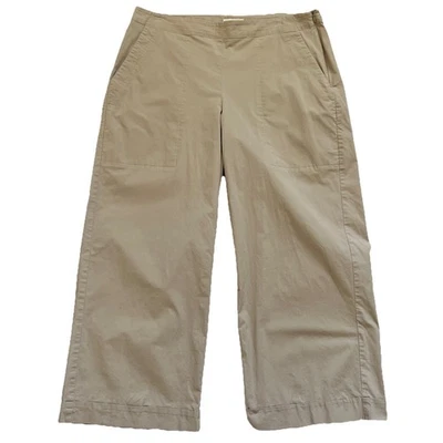 Pantalones Eileen Fisher para mujer 12 tostados pierna ancha mezcla de algodón orgánico tobillo puño corto Foto 1 de 4