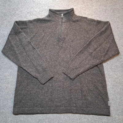 Woolrich Cuarto Cremallera Suéter Hombre Grande Gris Cuello Simulado 100% Lana Foto 1 de 4