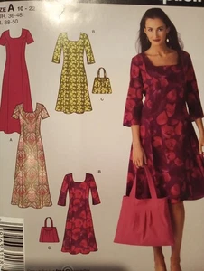 UC Retro Square Neck Princess Seam Dress Sewing Pattern 3527 Handbag Pattern - Picture 1 of 2