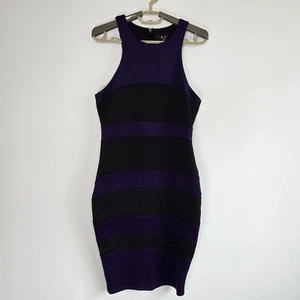 AX Paris Dress Size 12 Pencil Fitted Purple Black Sleeveless - Picture 1 of 11