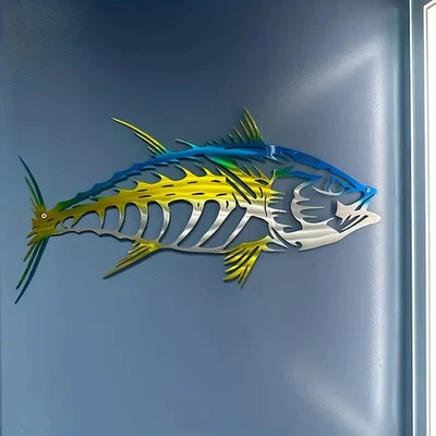 Decoración de pared de atún de metal deporte peces atún metal escultura de pared decoración del hogar Foto 1 de 3