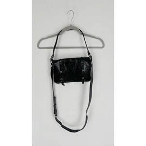 Lia Numa Damen Handtasche schwarz Umhängegurt Echtleder Ösenbörse - Bild 1 von 11