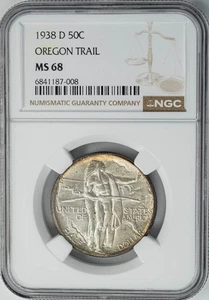 1938-D Oregon Half 50c MS68 NGC 950460-2 - Picture 1 of 5