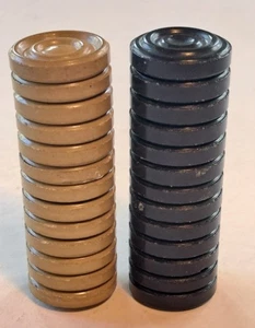 26 Vintage Dame Ton Stücke 13 hellbraun & 13 schwarz 30er-40er Jahre - Bild 1 von 6