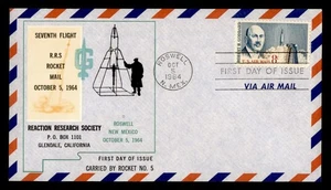 DR WHO 1964 SPACE ROCKET MAIL EZ #60C5A RRS ROSWELL NM FDC GODDARD M50039 - Picture 1 of 2