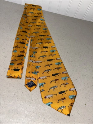 Antiguo SEÑUELOS DE PESCA Azul Marino Corbata para Hombres 59x3.5 Navegación Navegación Vacaciones Corbata Deportiva Foto 1 de 3